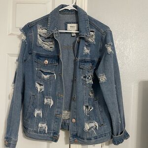 Distressed Blue Denim Jacket Size Small